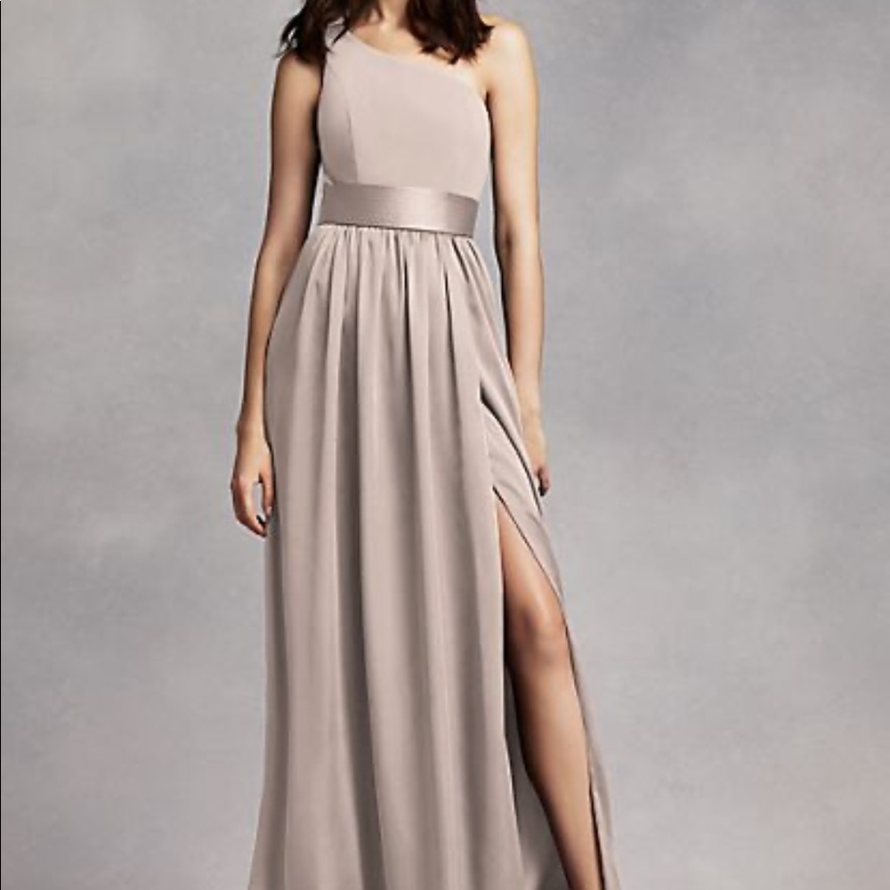 White by Vera Wang One Shoulder Dress Biscotti